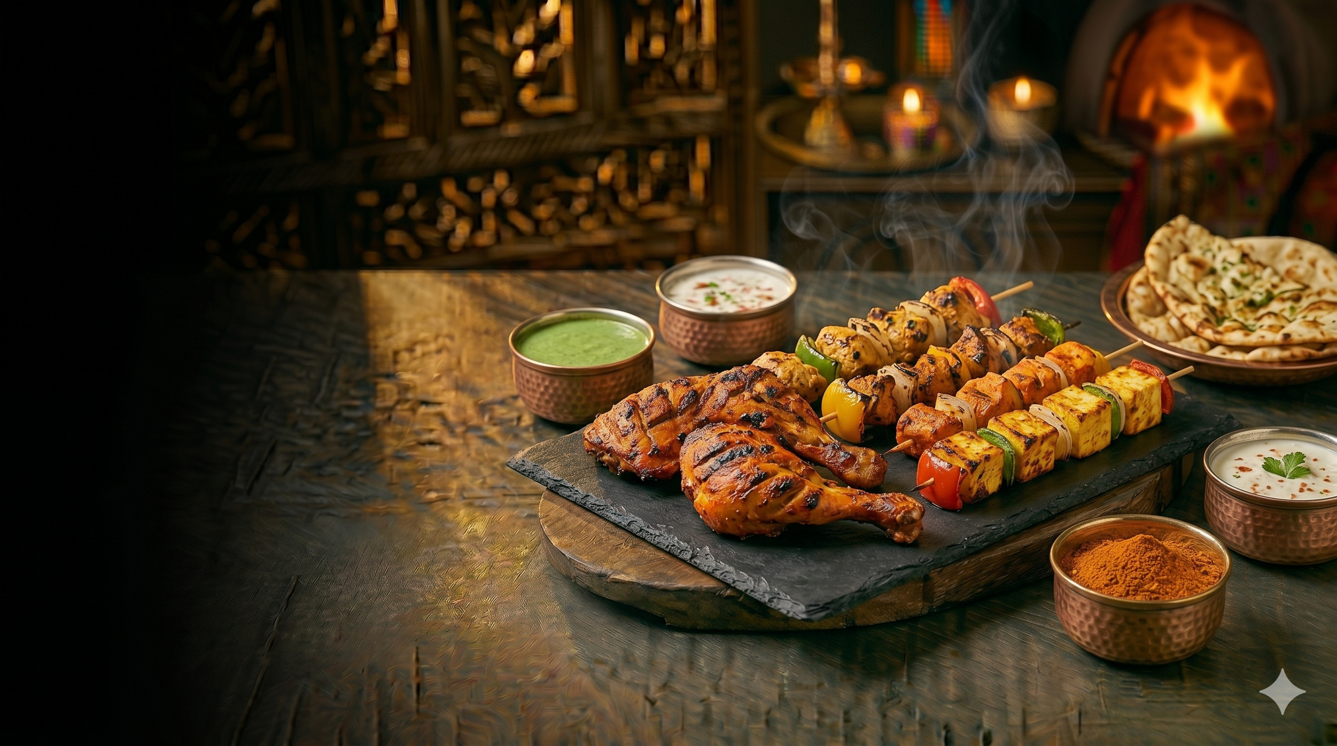 Tandoori grill platter at Inti Ruchulu Indian restaurant Prosper TX